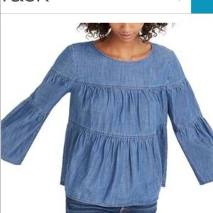 NWT Madewell denim top with bell sleeves size S